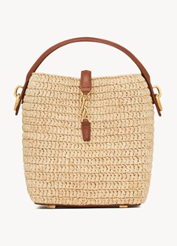 Saint Laurent Le 37 Mini handtas van raffia met kalfsleren details