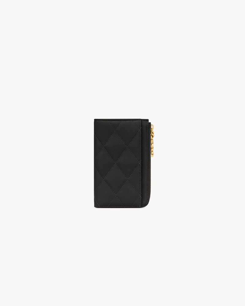 Saint Laurent CASSANDRE BIJOU zip card case in GRAIN DE POUDRE leather
