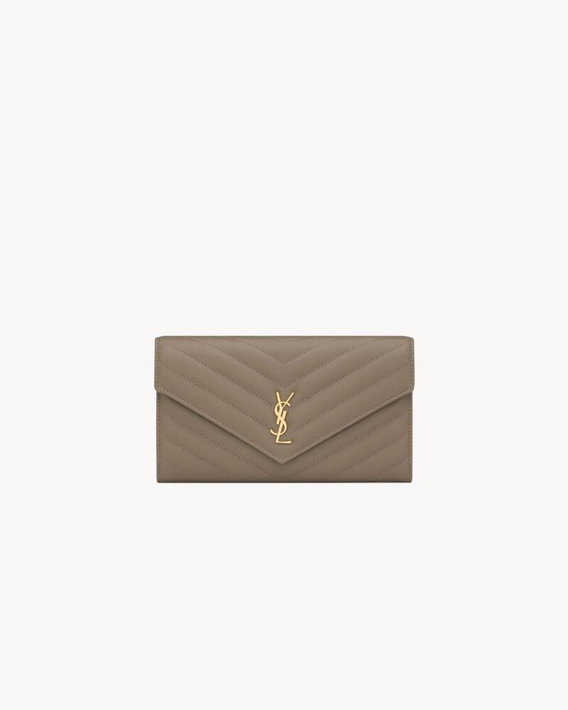 Saint Laurent CASSANDRE large flap wallet in GRAIN DE POUDRE leather