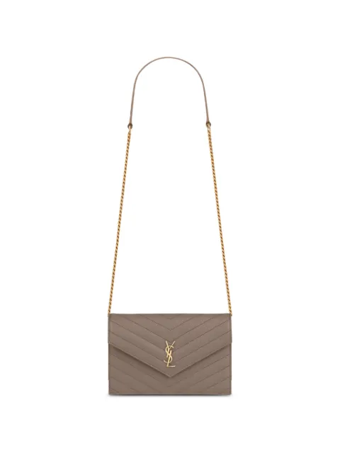 Saint Laurent Cassandre crossbody bag with logo plaque en chevron-streep