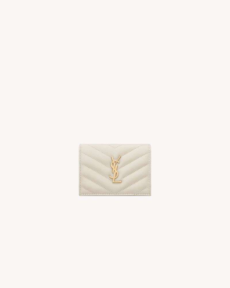 Saint Laurent Cassandre Matelassé Flap Card Case in Grain de Poudre Leather