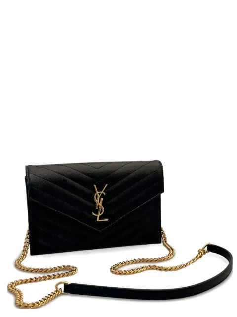 Saint Laurent shoulder bag met chevron-streep en ketting