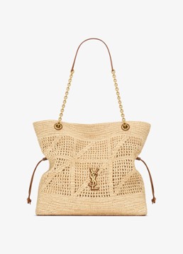 Saint Laurent Jamie tote bag van raffia met leather details