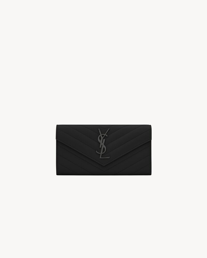 Saint Laurent CASSANDRE MATELASSÉ large flap wallet in grain de poudre leather