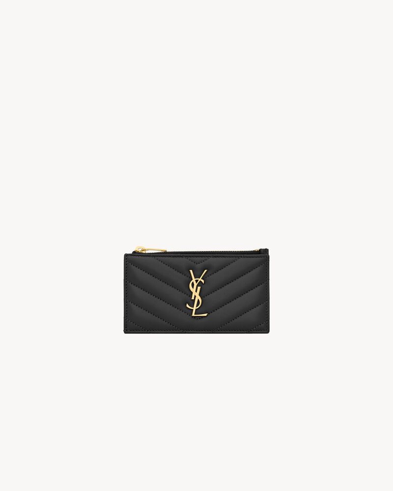 Saint Laurent Cassandre Matelassé Fragments Card Case in Lambskin