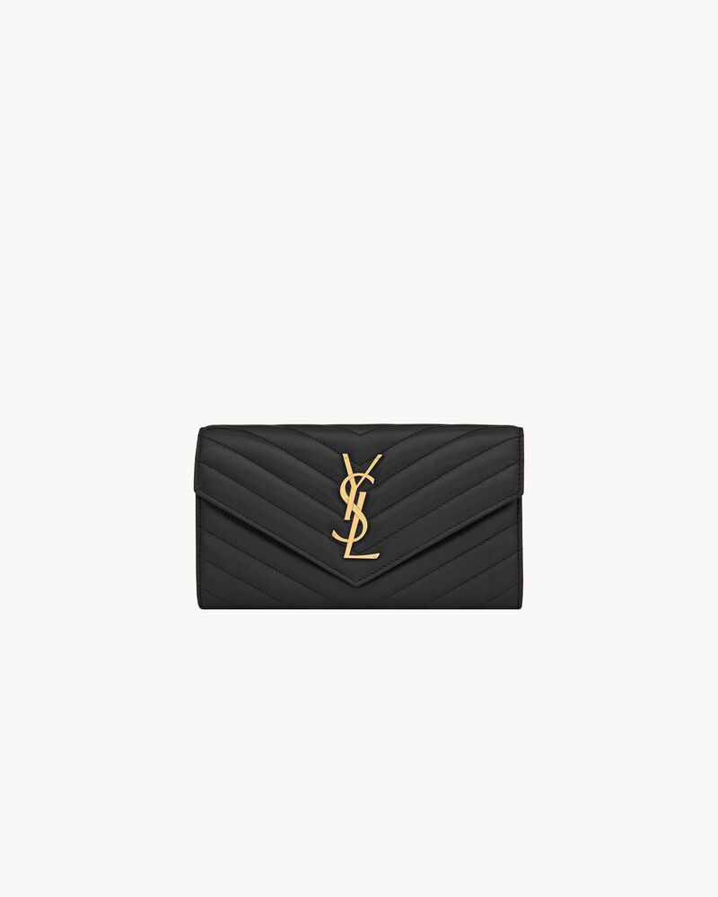 Saint Laurent CASSANDRE MATELASSÉ large flap wallet in lambskin