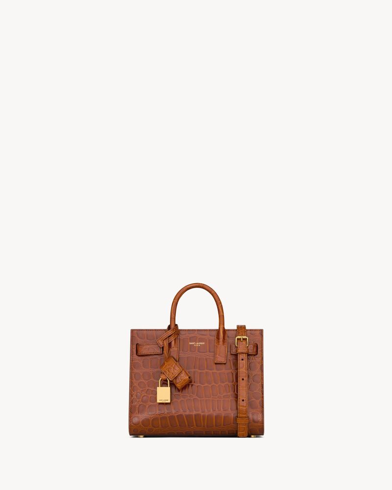 Saint Laurent SAC DE JOUR in crocodile-embossed leather – NANO