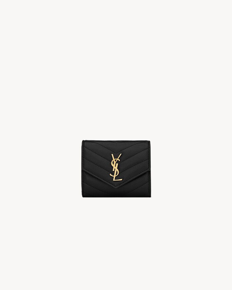 Saint Laurent Cassandre Matelassé Multi-Folded Wallet in Grain de Poudre Leather