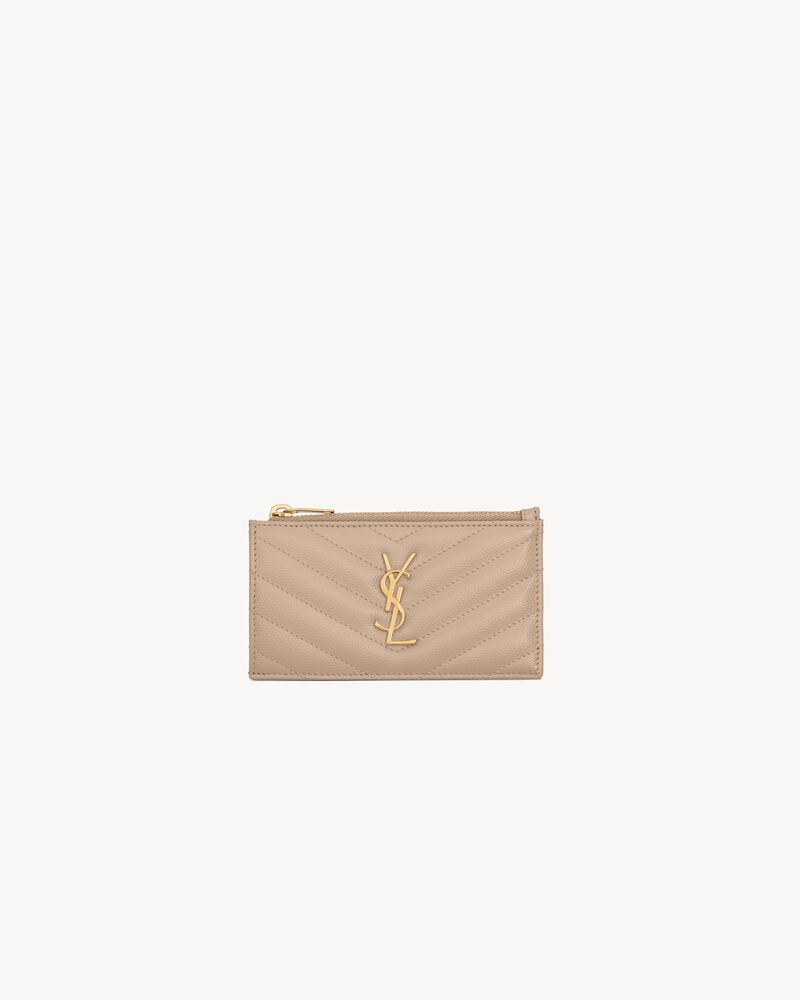 Saint Laurent Cassandre Matelassé Fragments Card Case in Grain de Poudre Leather