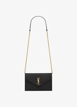 Saint Laurent Envelope portemonnee van kalfsleer met afneembare schouderriem