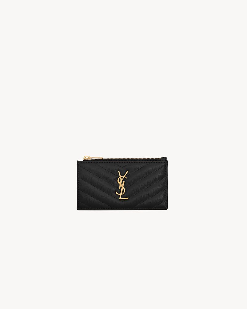 Saint Laurent Cassandre Matelassé Fragments Card Case in Grain de Poudre Leather