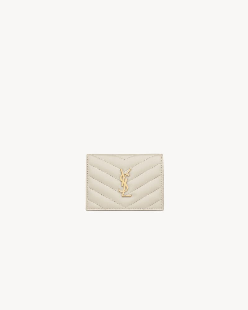 Saint Laurent Cassandre Matelassé Flap Card Case in Lambskin