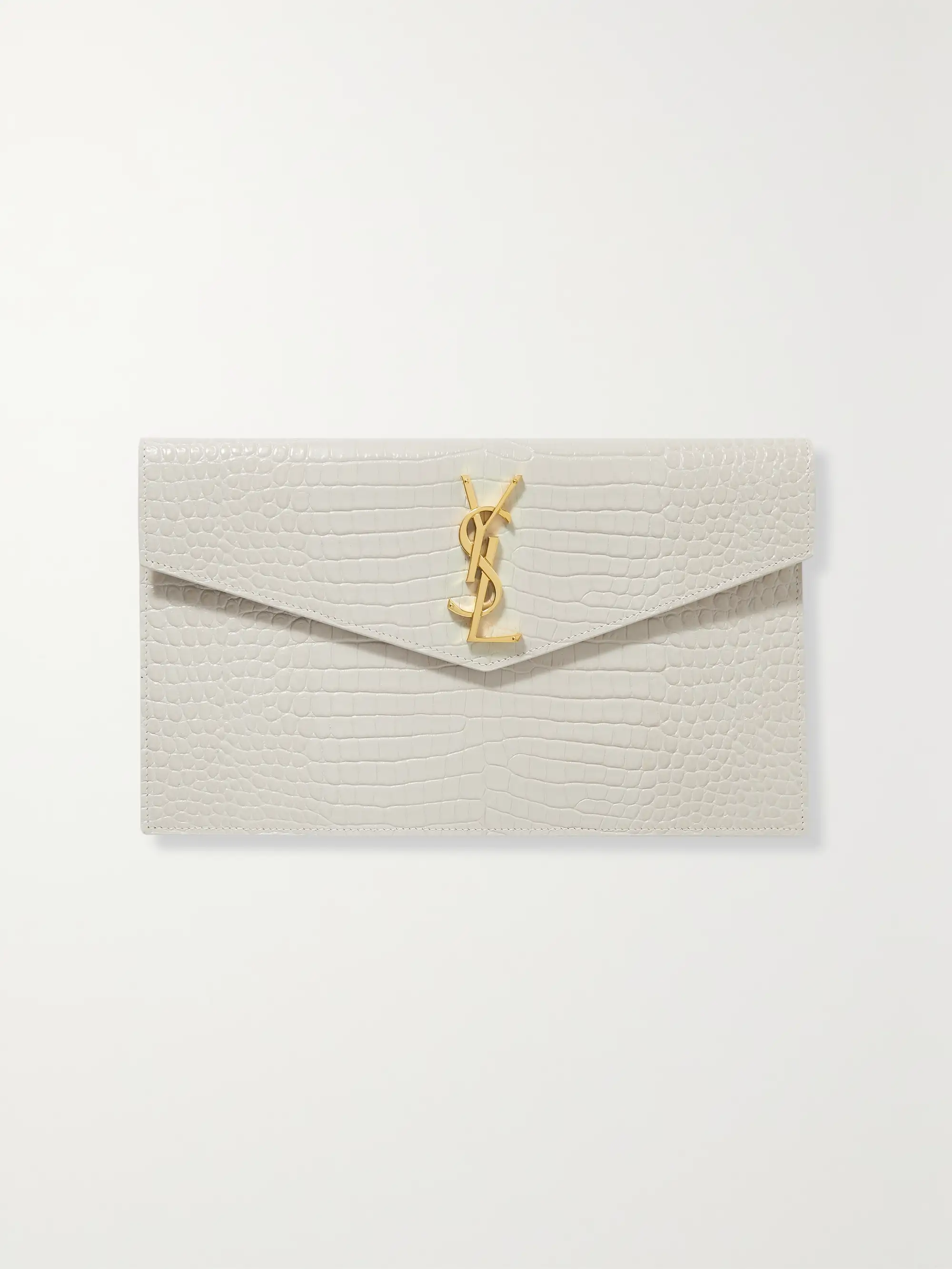 Saint Laurent Uptown croc-effect leather pouch